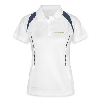Silhouette du Coureur à rayures de coucher de soleil - Polo respirant Femme - blanc/marine - Devant
