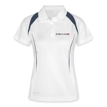 fly like a rocket - Frauen Polo atmungsaktiv - Weiß/Navy - Vorne