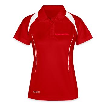 Rettungssanitäter Schriftzug Rot RS RettSan San - Frauen Polo atmungsaktiv - Weiß/Navy - Vorne