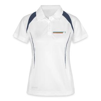 Retro Regenbogen Streifen Fahrrad - Frauen Polo atmungsaktiv - Weiß/Navy - Vorne