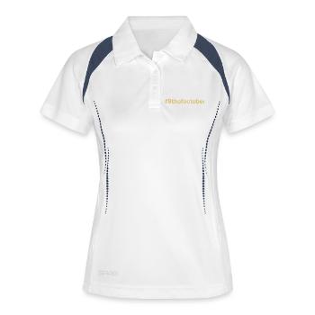 geboren am 9. Oktober Geburtstag birthday - Frauen Polo atmungsaktiv - Weiß/Navy - Vorne