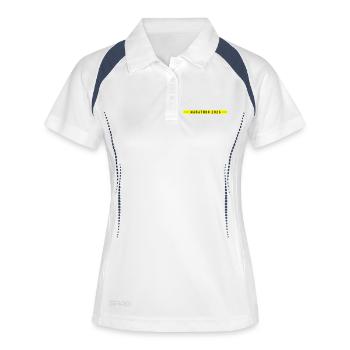 Marathon 2026 - Frauen Polo atmungsaktiv - Weiß/Navy - Vorne