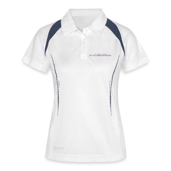 Emotionales Schmirgelpapier - Frauen Polo atmungsaktiv - Weiß/Navy - Vorne