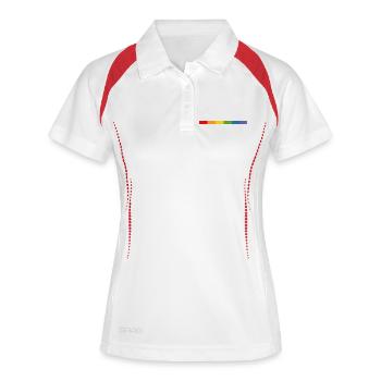 LGBT Regenbogen Tshirt lgbt queer csd tshirt - Frauen Polo atmungsaktiv - Weiß/Navy - Vorne
