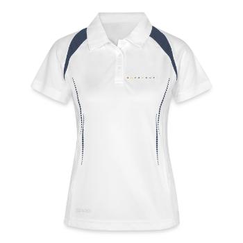Lettrage super mignon avec des lettres colorées - Polo respirant Femme - blanc/marine - Devant