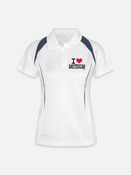 i love amsterdam by wam - Women's Polo breathable - white/navy