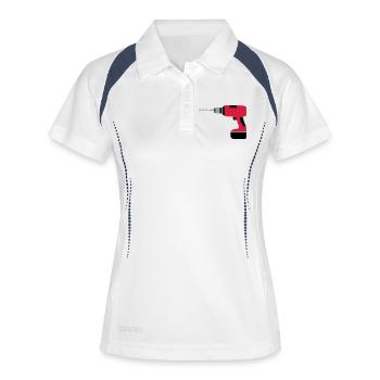 Akkubohrer - Frauen Polo atmungsaktiv - Weiß/Navy - Vorne