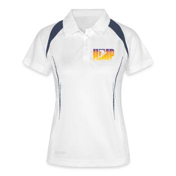 Jump und Snowboarder - Frauen Polo atmungsaktiv - Weiß/Navy - Vorne