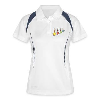 Starke Vogelleine - Frauen Polo atmungsaktiv - Weiß/Navy - Vorne