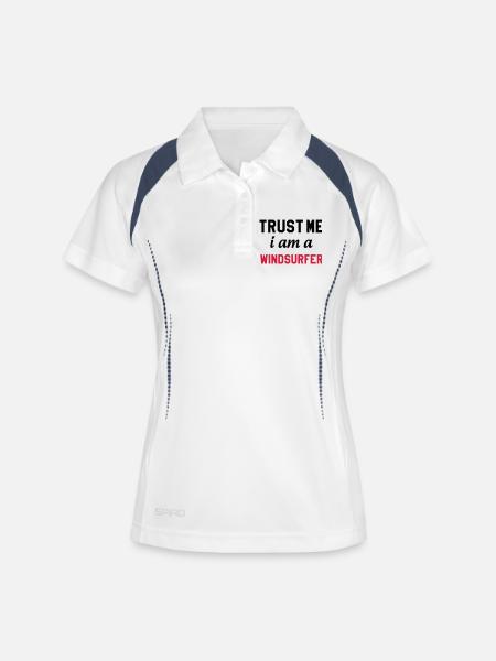 Windsurfen / Windsurfer / Windsurf / Windsurfing - Frauen Polo atmungsaktiv - Weiß/Navy