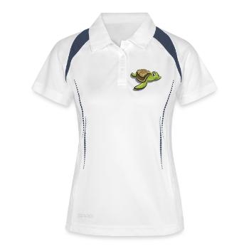 tortue mignonne bande dessinée animaux de la mer icône de dessin animé - Polo respirant Femme - blanc/marine - Devant