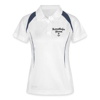Heimathafen Büsum (Schwarz) - Frauen Polo atmungsaktiv - Weiß/Navy - Vorne