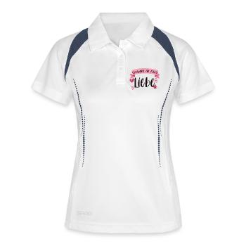 Bouldern ist meine Liebe! - Frauen Polo atmungsaktiv - Weiß/Navy - Vorne