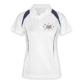 Coureur végétalien - Polo respirant Femme - blanc/marine - Devant
