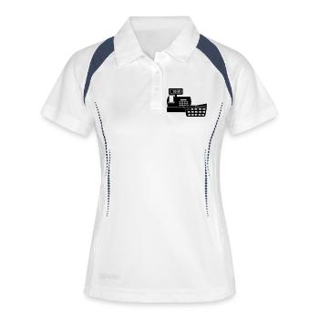 Logo de caisse enregistreuse pour supermarché avec panier - Polo respirant Femme - blanc/marine - Devant