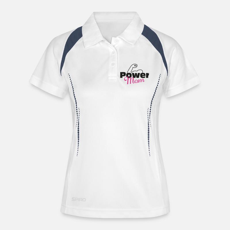Power Mom black-pink - Women's Polo breathable - white/navy