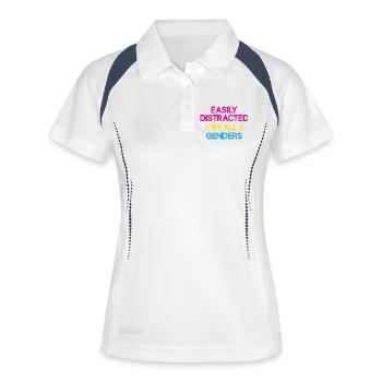 LGBT Pride Month - Leicht abgelenkt von allen Geschlechtern - Frauen Polo atmungsaktiv - Weiß/Navy - Vorne