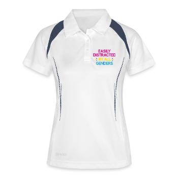 LGBT Pride Month - Leicht abgelenkt von allen Geschlechtern - Frauen Polo atmungsaktiv - Weiß/Navy - Vorne
