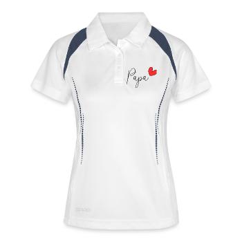 PAPA. VATERTAG. FROHER VATERTAG. ALLES GUTE ZUM GEBURTSTAG. - Frauen Polo atmungsaktiv - Weiß/Navy - Vorne