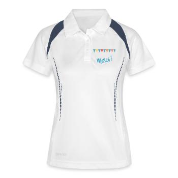 MERCI. MAÎTRESSE. MAÎTRE. MERCI MAÎTRESSE - Polo respirant Femme - blanc/marine - Devant