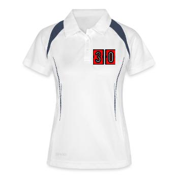30. 30 ANS. 30e ANNIVERSAIRE. ANNIVERSAIRE 30 ANS. - Polo respirant Femme - blanc/marine - Devant