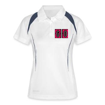 60. 60 ANS. 60e ANNIVERSAIRE. ANNIVERSAIRE 60 ANS. - Polo respirant Femme - blanc/marine - Devant