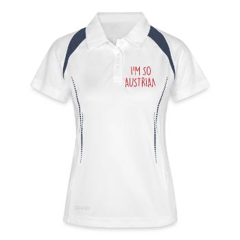 JE SUIS TELLEMENT AUTRICHIEN Autriche - Polo respirant Femme - blanc/marine - Devant
