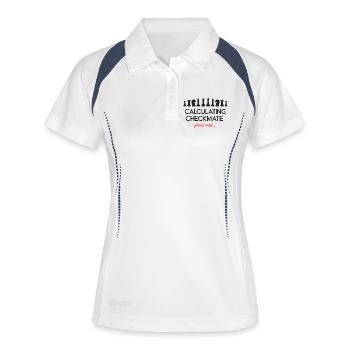 Échecs - Calcul de l’échec et mat. Veuillez patienter... - Polo respirant Femme - blanc/marine - Devant