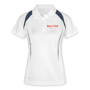 Blechhochzeit 10. Hochzeitstag - Frauen Polo atmungsaktiv - Weiß/Navy - Vorne