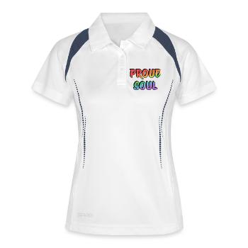 Proud Soul Rainbow Typographie manuscrite - Polo respirant Femme - blanc/marine - Devant