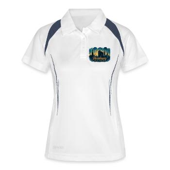Hamburg Tor zur Welt Stadt Silhouette Geschenk - Frauen Polo atmungsaktiv - Weiß/Navy - Vorne