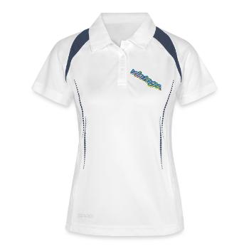 Conception de typographie 3D rétro vintage - Polo respirant Femme - blanc/marine - Devant