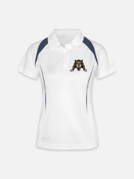 Hund - Frauen Polo atmungsaktiv - Weiß/Navy