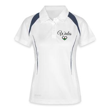 Wales Herzkleidung - Frauen Polo atmungsaktiv - Weiß/Navy - Vorne