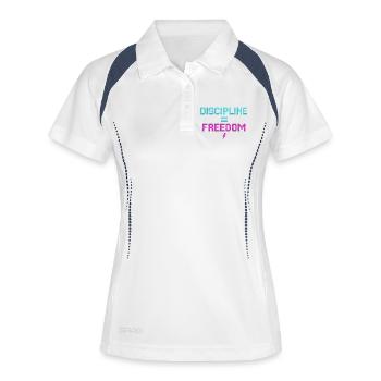 Discipline égale liberté Pixel Art - Polo respirant Femme - blanc/marine - Devant