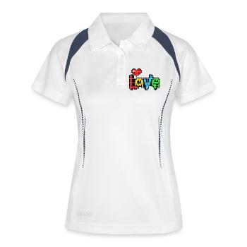 Pixel Art Coeur - L’AMOUR en Quatre Couleurs - Polo respirant Femme - blanc/marine - Devant