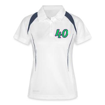 40. 40 ANS. 40e ANNIVERSAIRE. ANNIVERSAIRE 40 ANS. - Polo respirant Femme - blanc/marine - Devant
