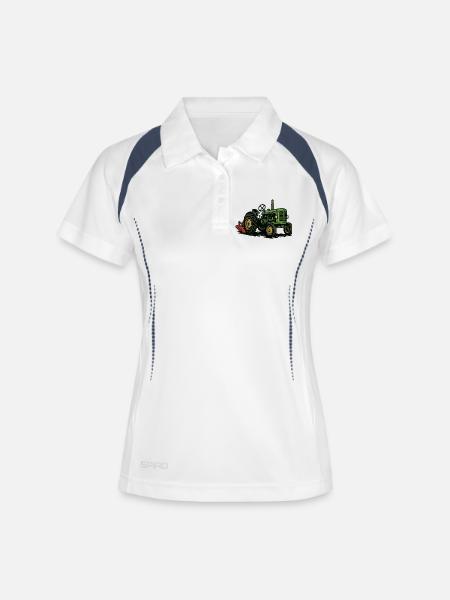Green tractor in the light of agriculture - Women's Polo breathable - white/navy