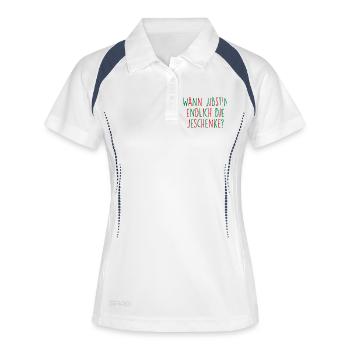 Geschenke Weihnachten  - Frauen Polo atmungsaktiv - Weiß/Navy - Vorne