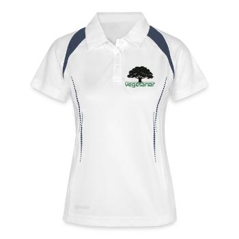 Chêne végétarien – Design nature et durabilité - Polo respirant Femme - blanc/marine - Devant