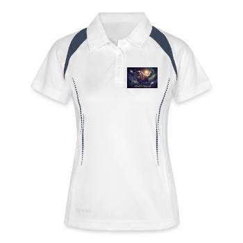 Space Grump Space Cat Néon - Polo respirant Femme - blanc/marine - Devant
