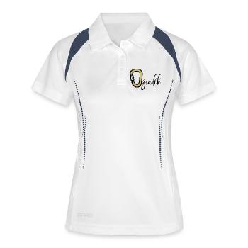Camping-Kletter-Opa - Frauen Polo atmungsaktiv - Weiß/Navy - Vorne