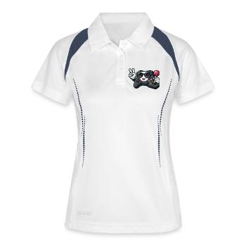 Kawaii-Spielcontroller-Friedenszeichen - Frauen Polo atmungsaktiv - Weiß/Navy - Vorne