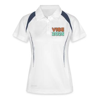 Retro Vibe 2026 Typografie Schriftzug - Frauen Polo atmungsaktiv - Weiß/Navy - Vorne