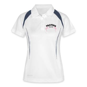 PRAYINGmama - Produits chrétiens - Polo respirant Femme - blanc/marine - Devant