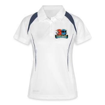 30 - Ich schwitze nicht, ich glänze - Frauen Polo atmungsaktiv - Weiß/Navy - Vorne