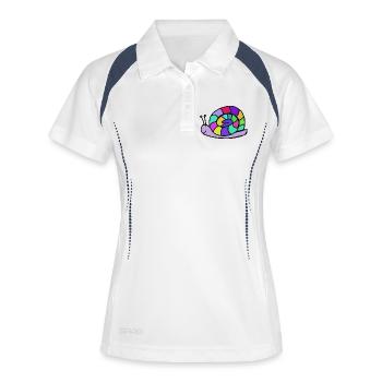 Coquille d’escargot mosaïque - Polo respirant Femme - blanc/marine - Devant