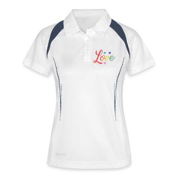 LGBT-Pride-Monat – Liebe ist Liebe - Frauen Polo atmungsaktiv - Weiß/Navy - Vorne