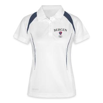 Souvenir Bergen, design élégant de Bergen - Polo respirant Femme - blanc/marine - Devant