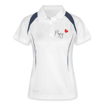 PAPY. PAPA. FÊTE DES PÈRES. BONNE FÊTE PAPY. FÊTE - Polo respirant Femme - blanc/marine - Devant